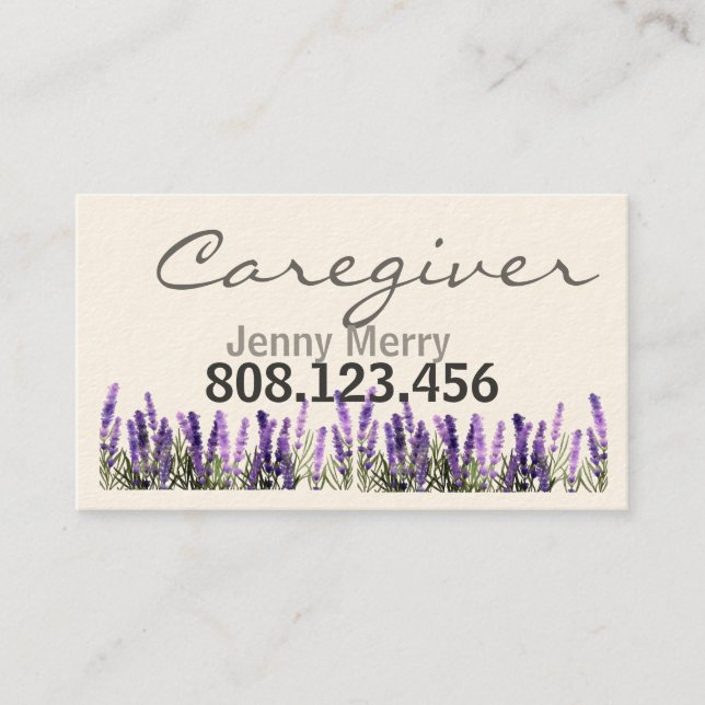 Lavendel Comfort: Caregiver Business Cards Visitenkarte (Vorderseite)