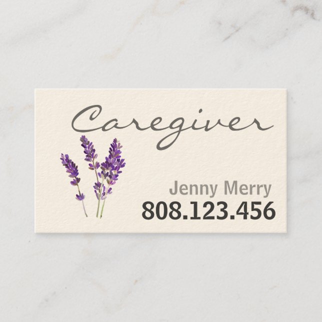 Lavendel Comfort: Caregiver Business Cards Visitenkarte (Vorderseite)