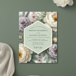 Lavendel-Creme-Blüten Hochzeit Romantik Einladung