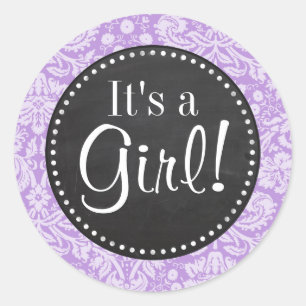 Lavendel Damask; Vintager Blick auf die Chalkboard Runder Aufkleber