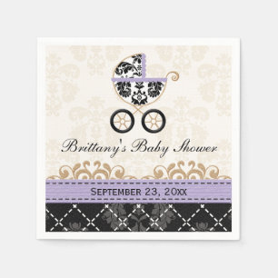 Lavendel-Damast-Wagen-Babyparty Serviette
