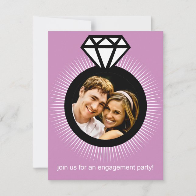 Lavendel das Ring-Foto-Verlobungs-Party Einladung (Vorderseite)