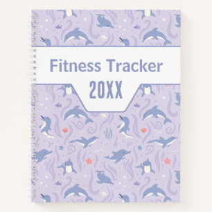 Lavendel-Delfin-Schwimmtraining-Fitness-Tracker Notizbuch