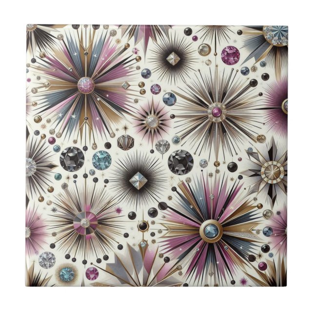 Lavendel-Diamant Mid-Century-Modern  Fliese (Vorderseite)