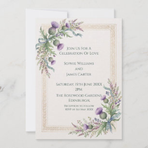 Lavendel-Distel-Hochzeitseinladung Einladung