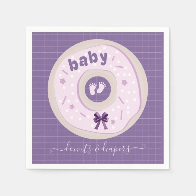 Lavendel Donuts und Windeln Sprinkle Baby Dusche Serviette (Vorderseite)