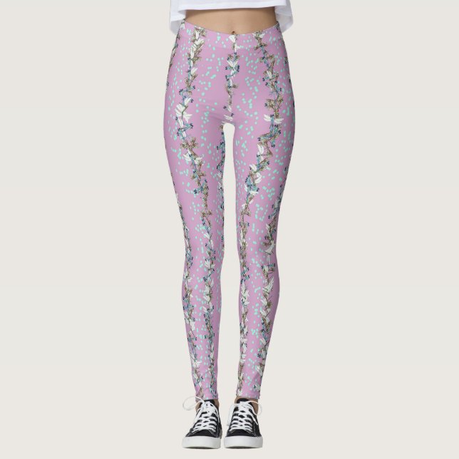 Lavendel Dragonfly & Dots Leggings (Vorderseite)