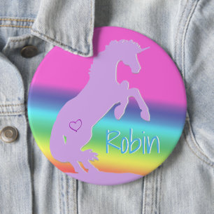 Lavendel Einhorn-Silhouette (Regenbogen/personalis Button