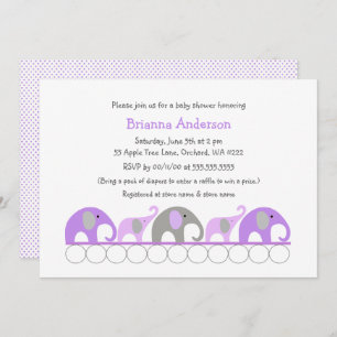 Lavendel-Elefanten Babydusche / Sprinkle lädt ein Einladung