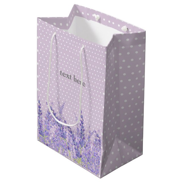 Lavendel, elegant, modern, trendig, floral , lila mittlere geschenktüte (Vorderseite Schrägansicht)