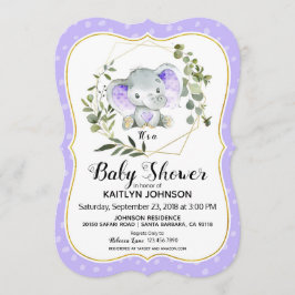 Lavendel Elephant Modern Baby Dusche Einladung