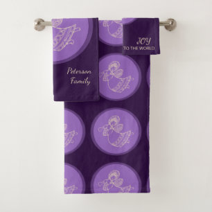 Lavendel-Engel der Freude, violetter Glanz, Famili Badhandtuch Set