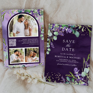 Lavendel Eucalyptus QR-Code Foto Lila Hochzeit Save The Date
