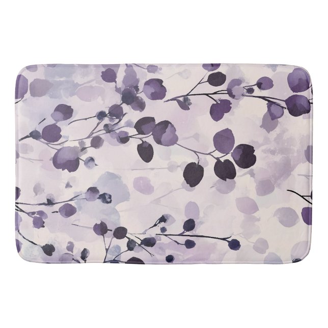 Lavendel Eucalyptus Watercolor Floral Badematte (Vorderseite)
