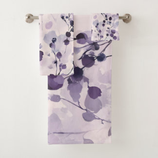 Lavendel Eucalyptus Watercolor Floral Badhandtuch Set