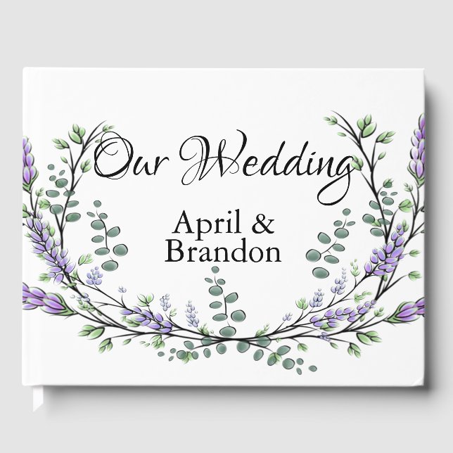 Lavendel Eucalyptus watercolor Gästebuch (Vorderseite)