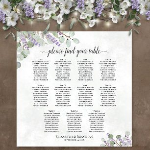 Lavendel-Eukalyptus 11-Tisch-Hochzeits-Sitzplan Poster