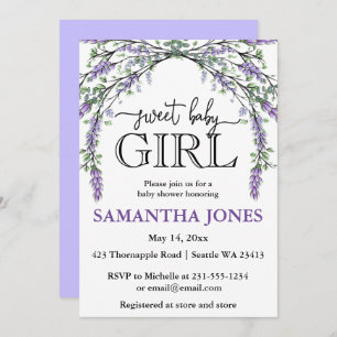 Lavendel Eukalyptus Aquarelltuch-Babydusche Einladung