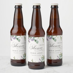 Lavendel-Eukalyptus-Blattgrün Brautdusche Bierflaschenetikett
