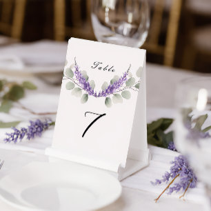 Lavendel-Eukalyptus-Blüten Hochzeit Tischnummer
