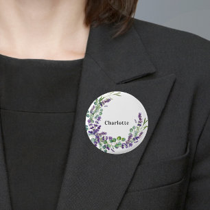 Lavendel-Eukalyptus-Grün Namensschild Button