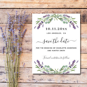 Lavendel Eukalyptus Hochzeitbudget Save the Date