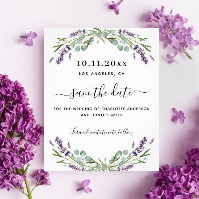 Lavendel Eukalyptus Hochzeitbudget Save the Date Flyer (Von Creator hochgeladen)