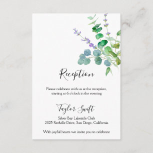 Lavendel-Eukalyptus-Hochzeitsempfangskarte Begleitkarte