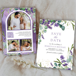 Lavendel Eukalyptus QR-Code Foto Hochzeit Save The Date