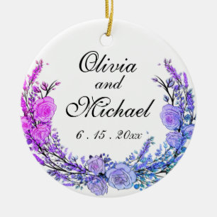 Lavendel, Eukalyptus, rosa lila tealfarbene Rosen Keramik Ornament