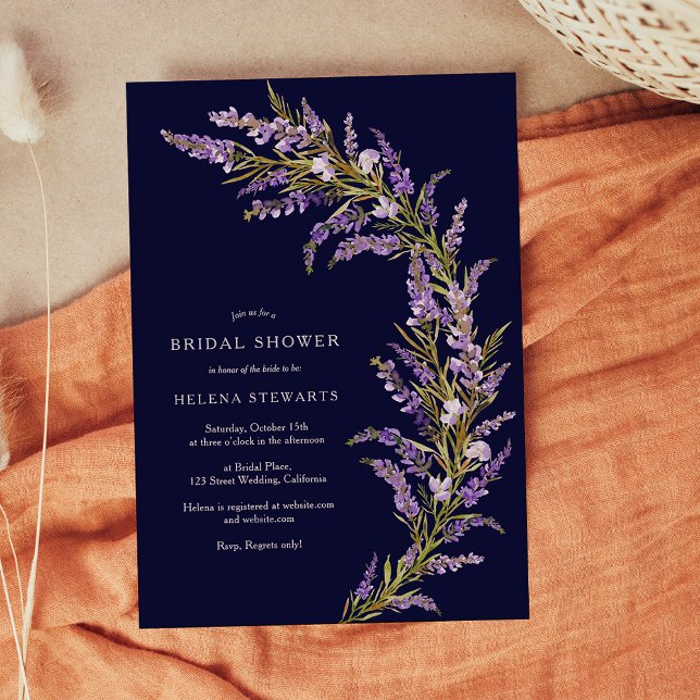 Lavendel Fall Blumenwasser-Brautparty Einladung (Lavender Fall floral watercolor bridal shower Invitation)