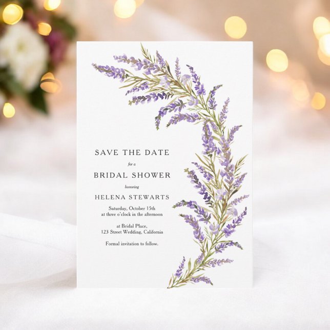 Lavendel Fall Blumenwasser-Brautparty Save The Date (Lavender Fall floral watercolor bridal shower Save The Date)