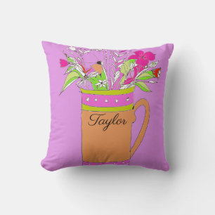 Lavendel farbige Blume in einem Tasse-Design Kissen
