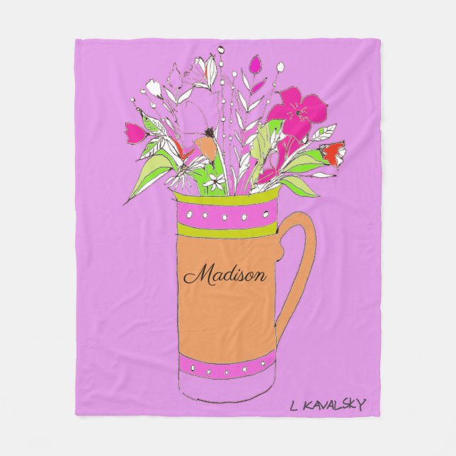 Lavendel Farbige Blume in Tasse Frauen Fleecedecke (Vorderseite)