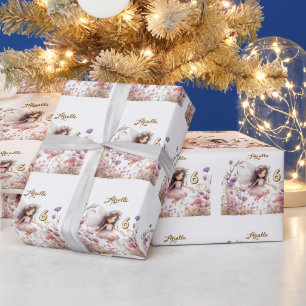 Lavendel-Fee Wildblumen-Pixie-Geburtstag Geschenkpapier
