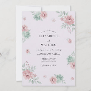 Lavendel-feine Aquarell-Hochzeit Einladung