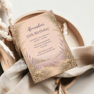 Lavendel-Feld-Garten-Geburtstag Einladung