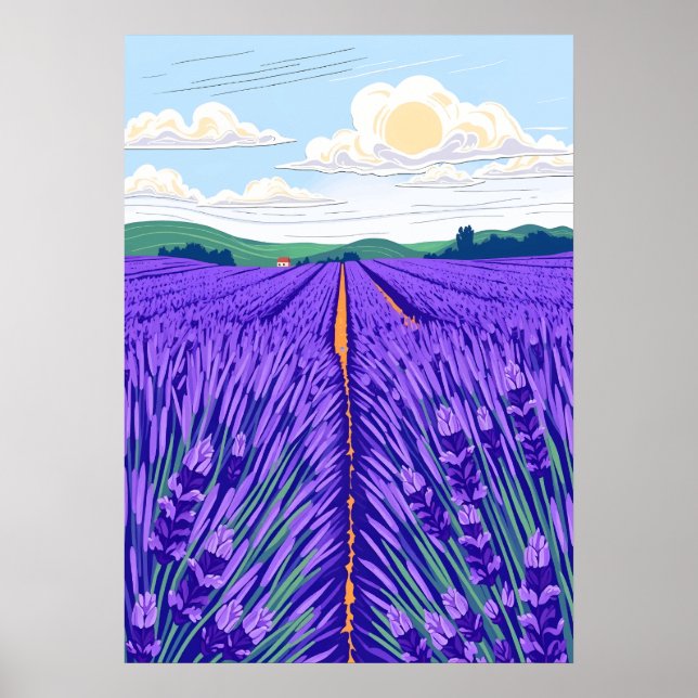 Lavendel Felder Poster (Vorne)