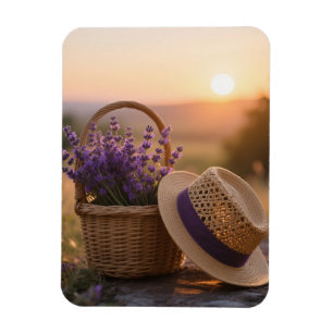 Lavendel Field at Sunset - Lila Landschaft in Sere Magnet