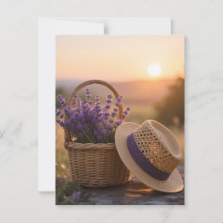 Lavendel Field at Sunset - Lila Landschaft in Sere Postkarte