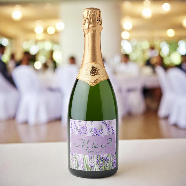 Lavendel Fields Wedding Sparkling Wine Label (Von Creator hochgeladen)
