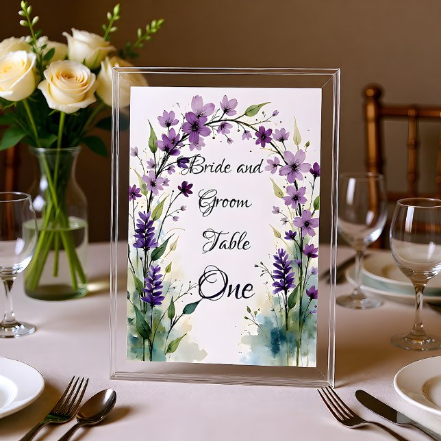 Lavendel Flieder Blumen Tischnummer Schild (Von Creator hochgeladen)