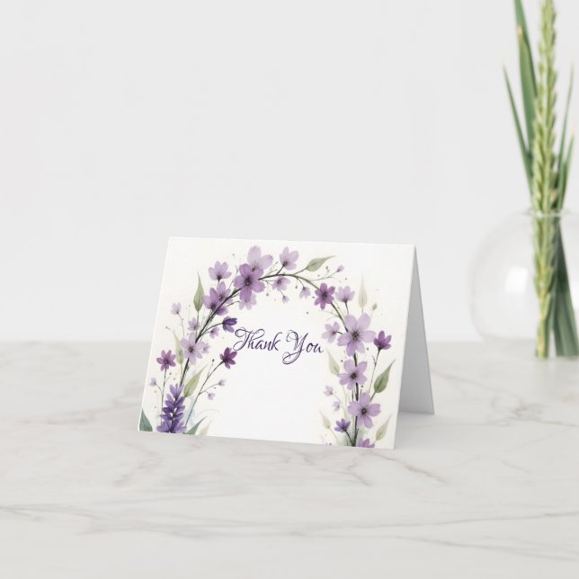 Lavendel Flieder Floral Dankeskarte (Vorderseite)