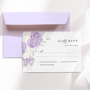 Lavendel Flieder Weiß Florale Wasserfarben Hochzei RSVP Karte