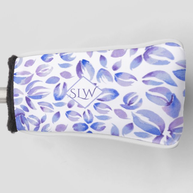 Lavendel Floral Monogram Ladys Golf Headcover (Vorderseite)