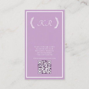 Lavendel Floral Monogram Moderner QR-Code UAWG Begleitkarte