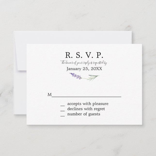 Lavendel Floral Response Cards RSVP Karte (Vorderseite)