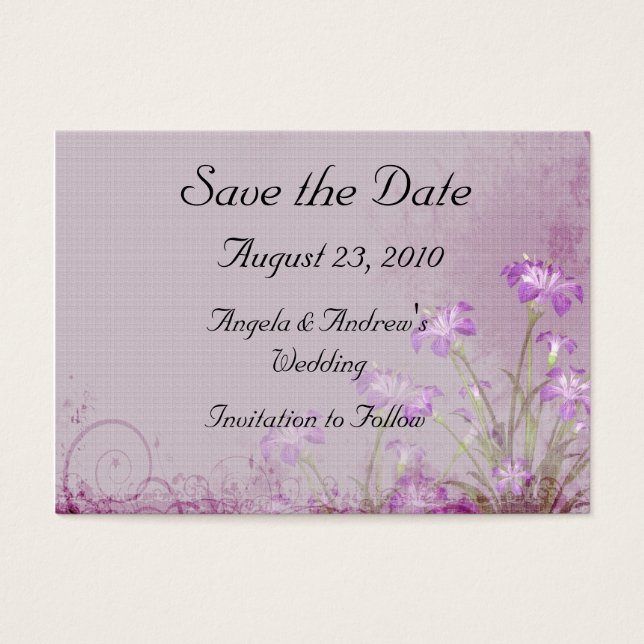 Lavendel Floral Save the Date Card (Vorderseite)