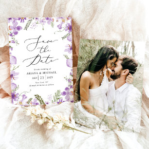 Lavendel Floral Save the Date Fotokarte Einladung