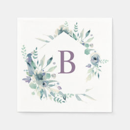 Lavendel Floral Watercolor Monogram Napkin Serviette